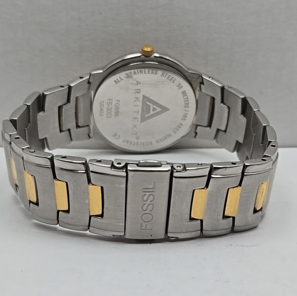 Mens Fossil Arkitekt Watch Black Diamond Dial Gold Silver Two Tone New Battery - Picture 8 of 11